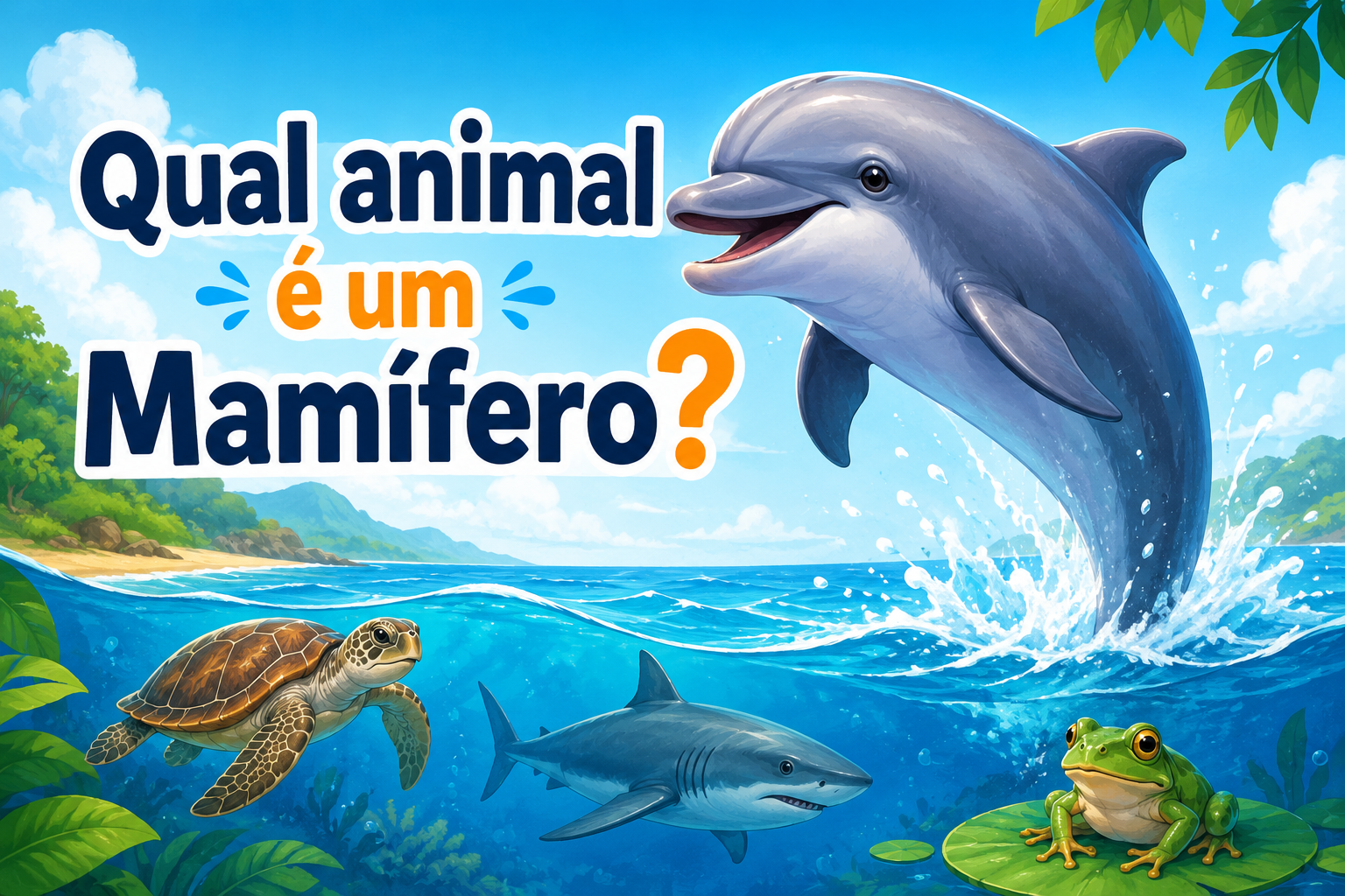 Sapo, tartaruga, golfinho ou tubarão: qual é mamífero?